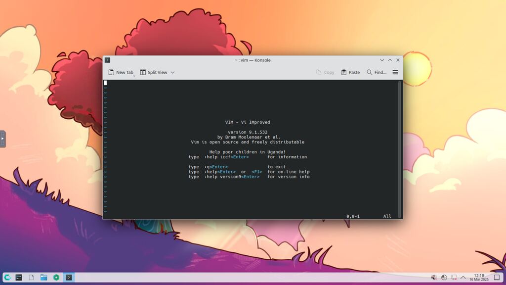 Vim-Editor in einem CachyOS-Terminal