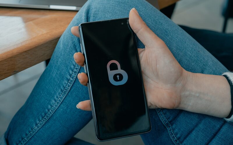 Smartphone mit Schloss-Symbol auf dem Display als Symbol für Datenverschlüsselung