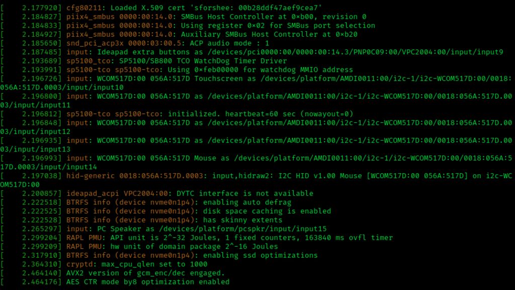 Konsolen-Output mit dmesg-artigen Linux-Kernel-Boot-Messages