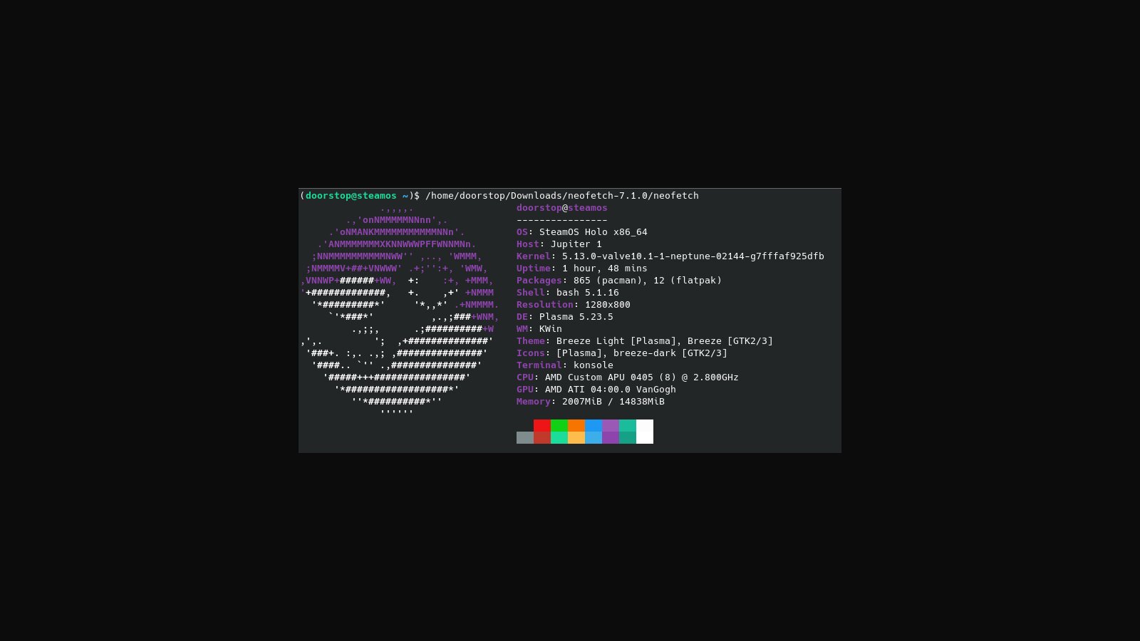 neofetch System-Info-Ausgabe auf SteamOS