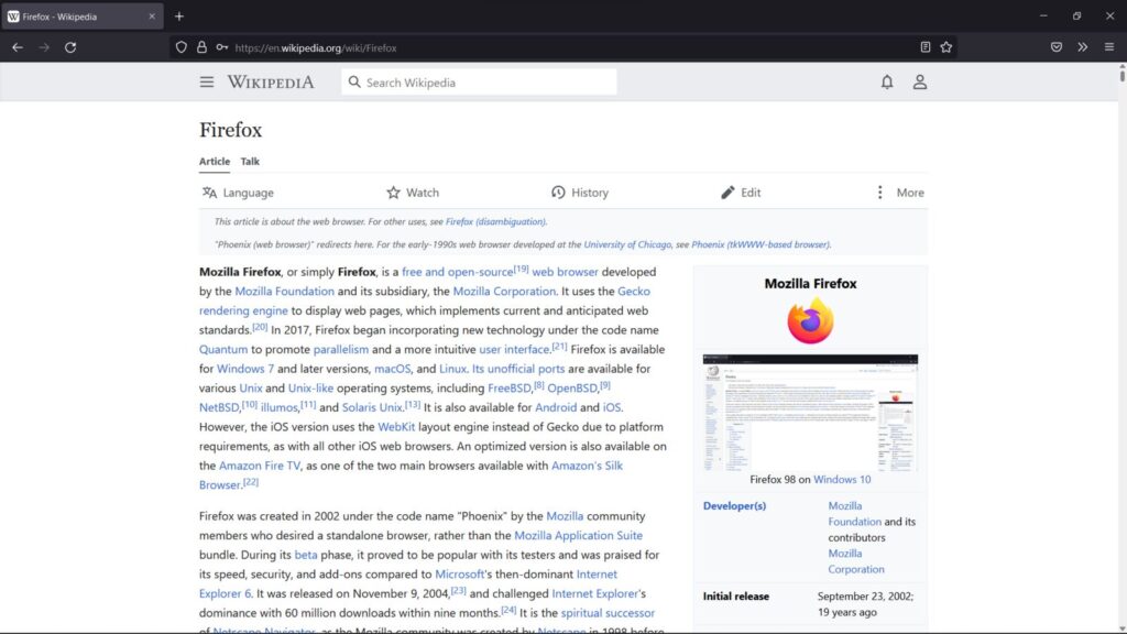 Firefox-Browser mit geöffneter Webseite – Symbolbild für einen auf Privatsphäre gehärteten Browser