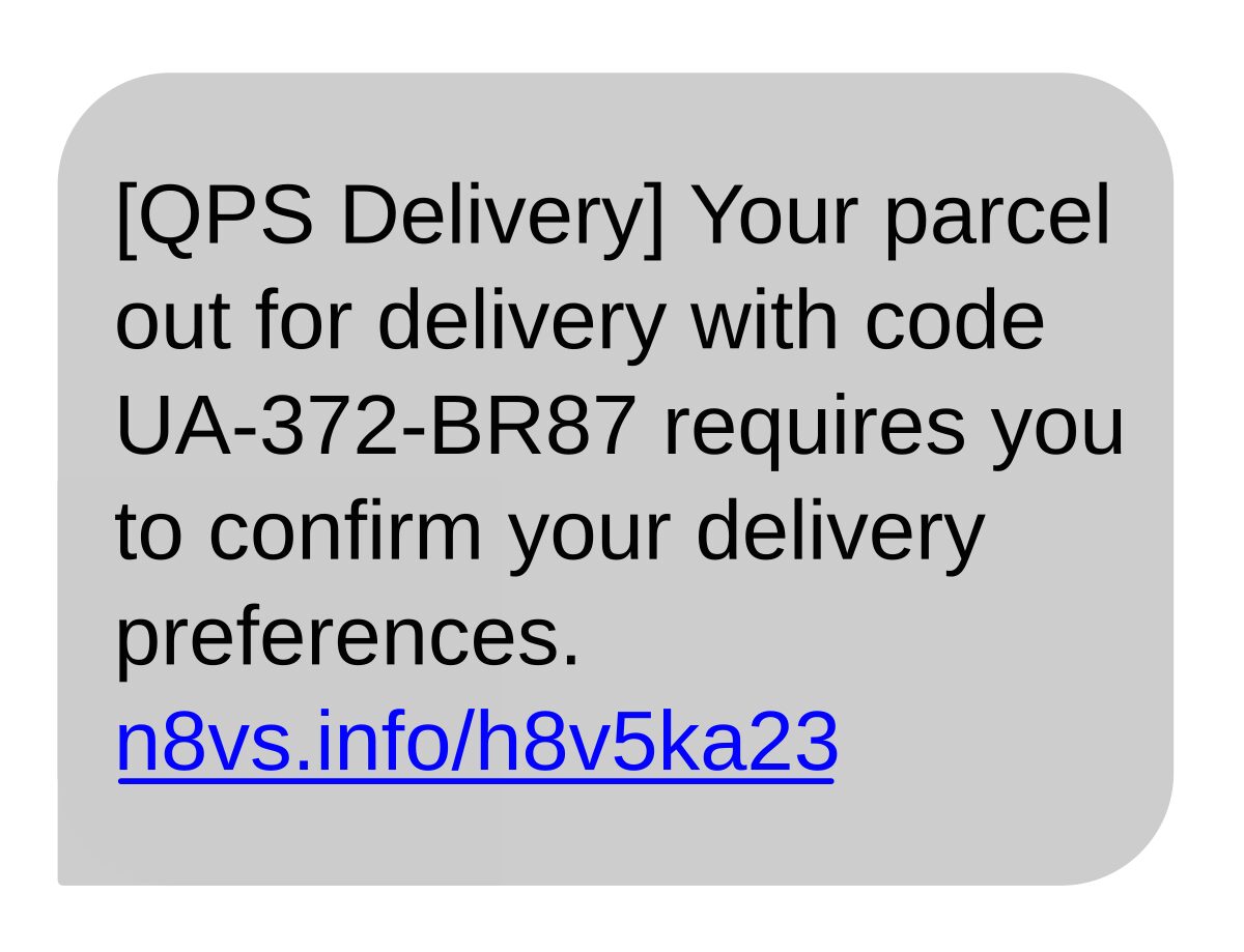 Beispiel einer Paketdienst-Phishing-SMS auf einem Smartphone