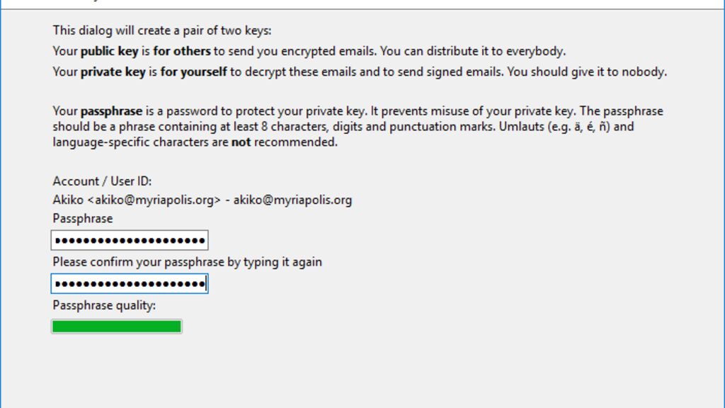 Schlüsselgenerierung im Thunderbird-Enigmail-Assistenten